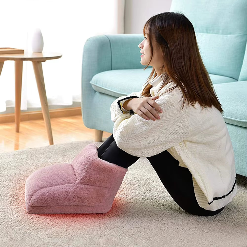 Electric Foot Warmer Foot Warming Mat Detachable Household Foot Heater Soft Plush Double Feet Slippers for Home Bedroom Sleeping